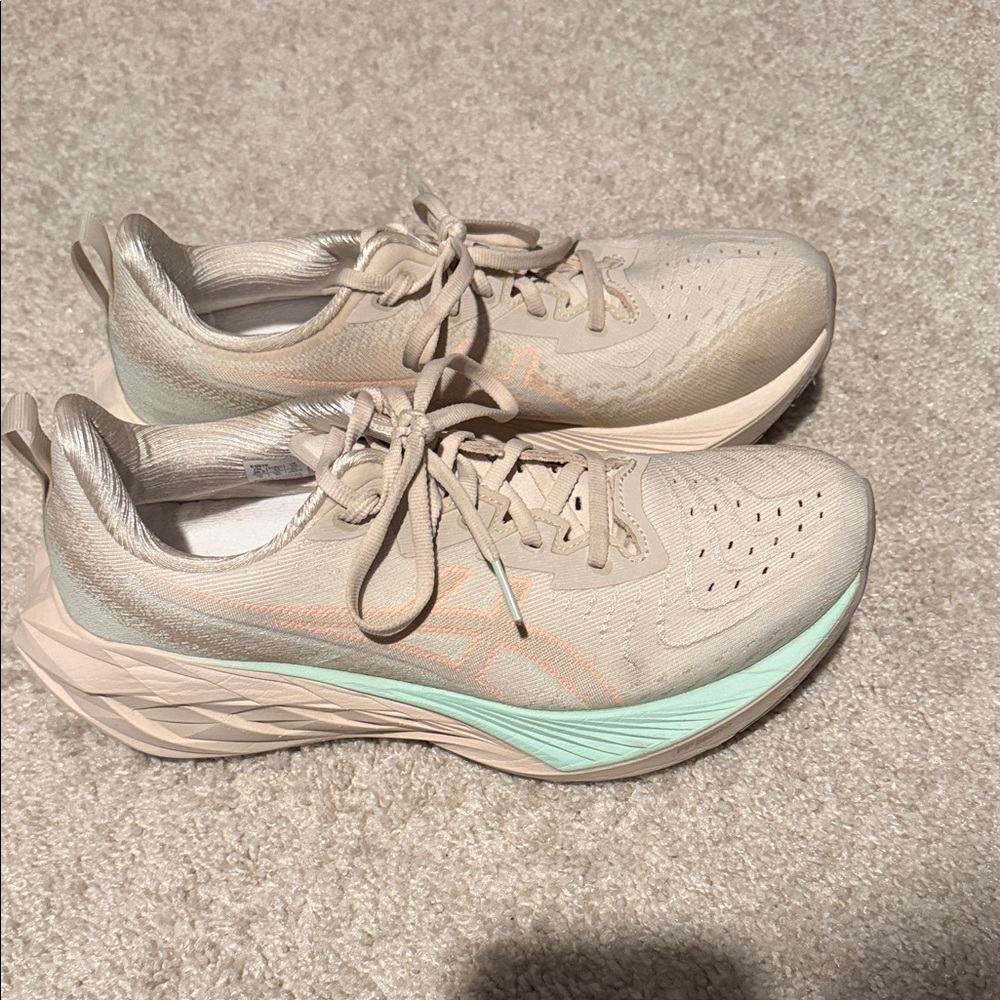 Asics Women's Beige and Mint Athletic Shoes